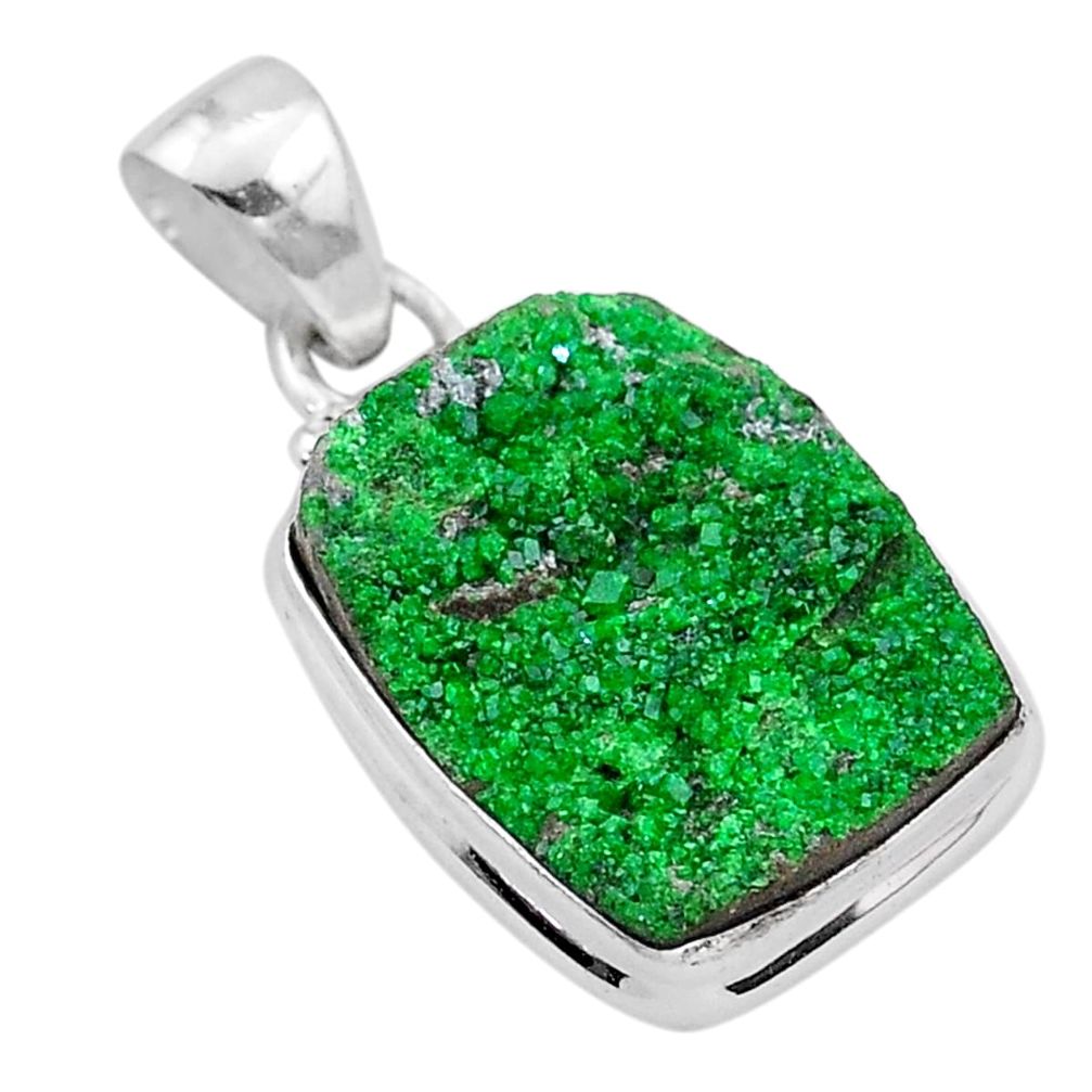 13.99cts natural green uvarovite garnet 925 sterling silver pendant t1937