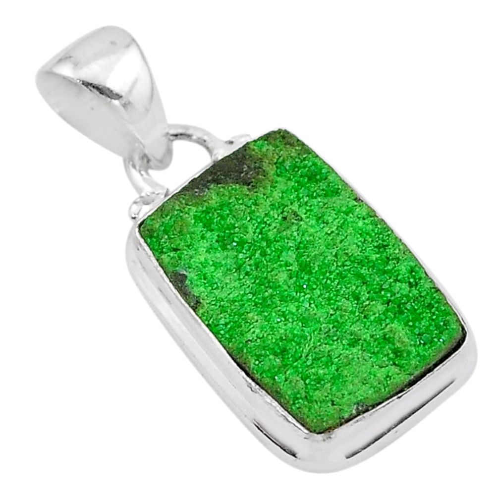 10.76cts natural green uvarovite garnet 925 sterling silver pendant t1941