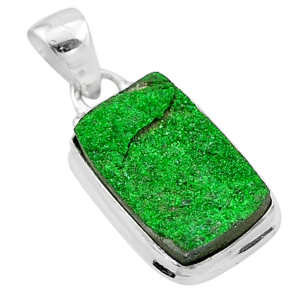 10.78cts natural green uvarovite garnet 925 sterling silver pendant t1949