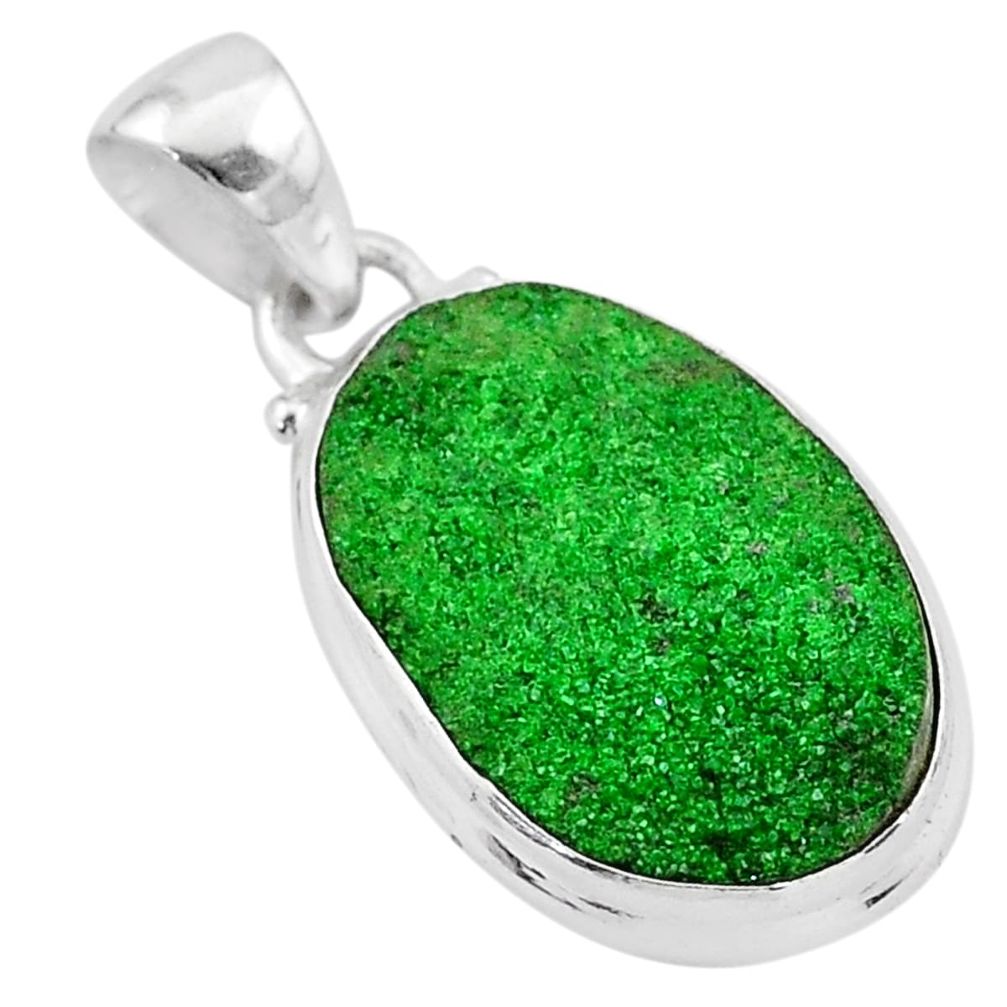 13.13cts natural green uvarovite garnet 925 sterling silver pendant t1953