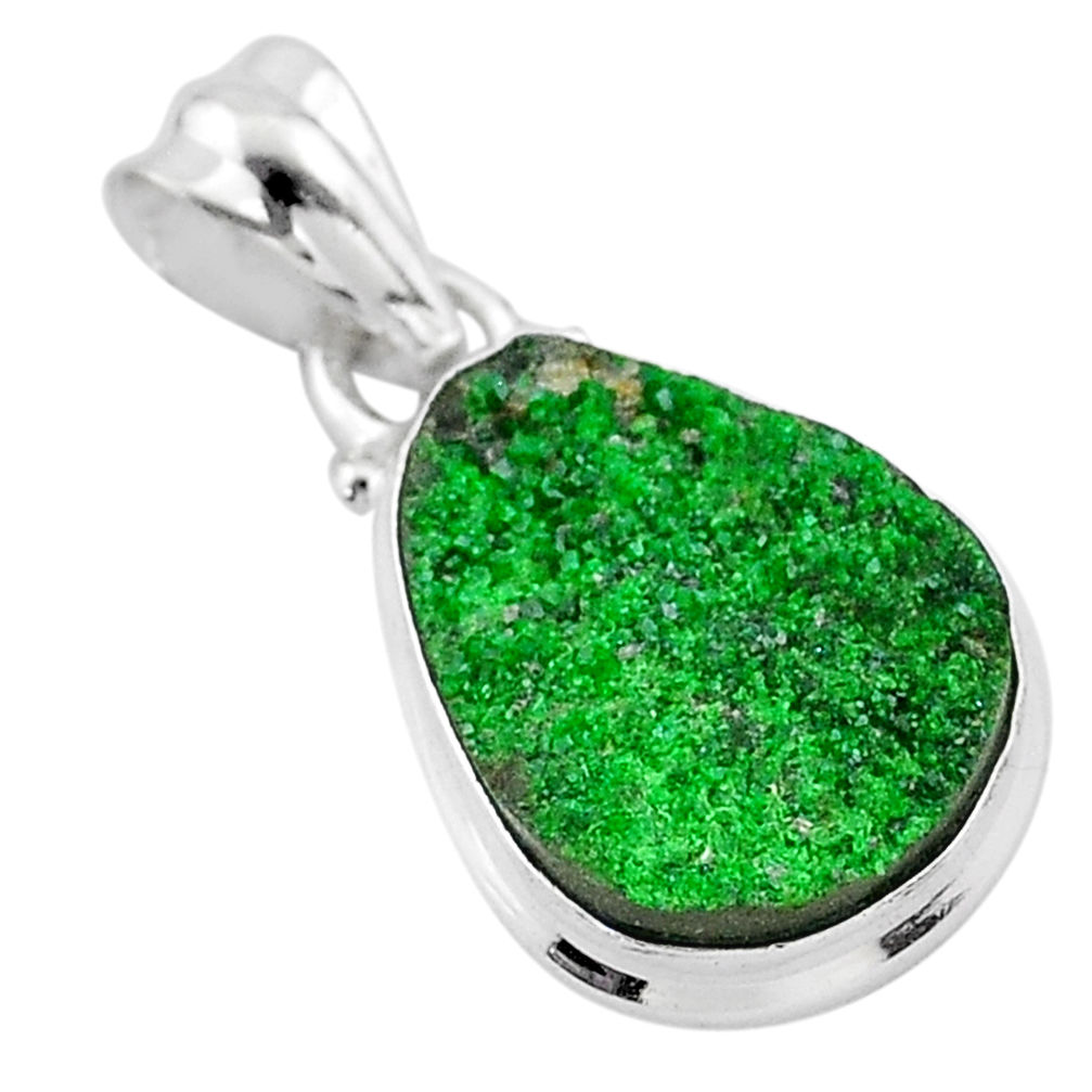 11.69cts natural green uvarovite garnet 925 sterling silver pendant t1955