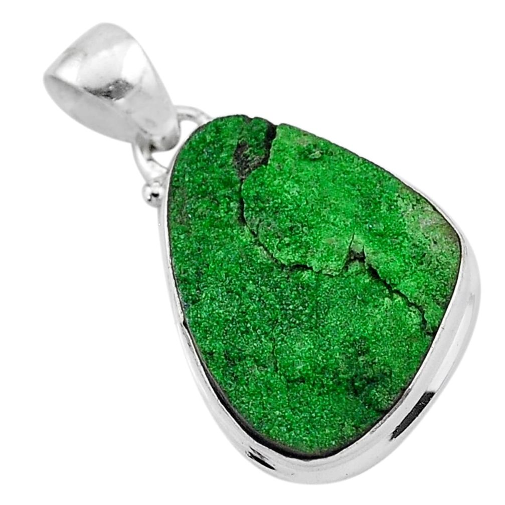 13.70cts natural green uvarovite garnet fancy 925 sterling silver pendant t1933