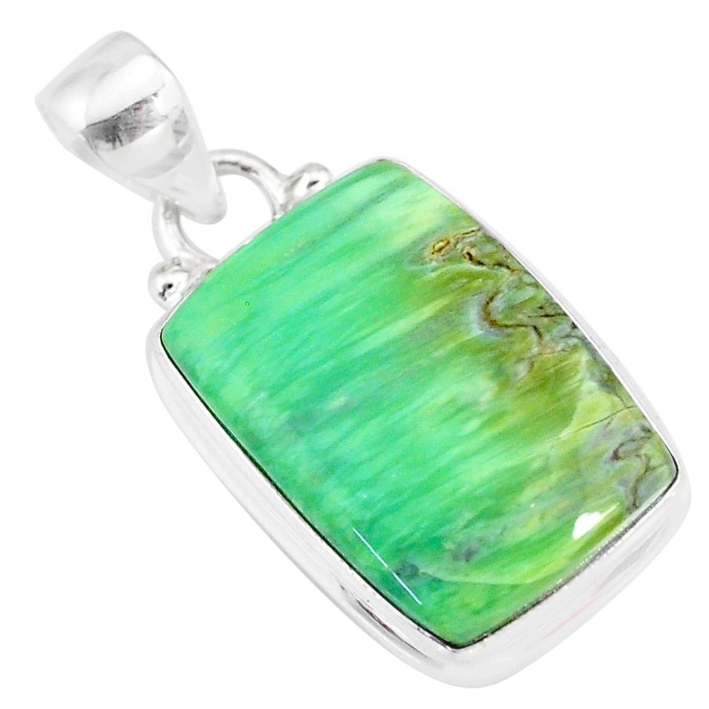 13.15cts natural green variscite 925 sterling silver handmade pendant r83582