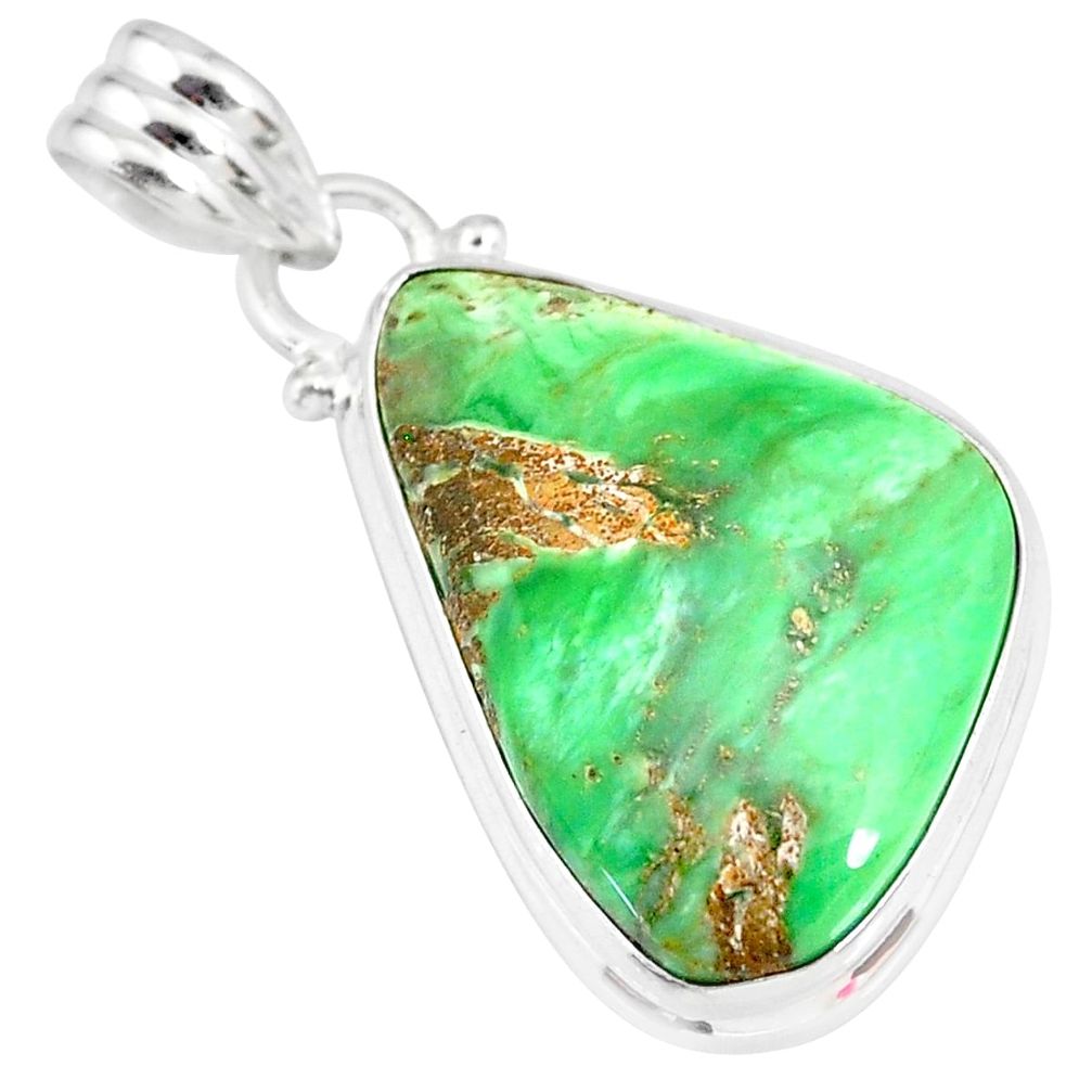 13.67cts natural green variscite 925 sterling silver handmade pendant r83583