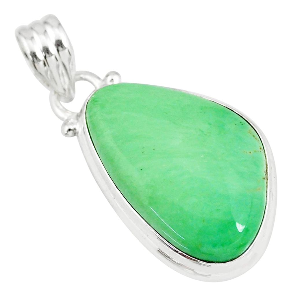 14.65cts natural green variscite 925 sterling silver handmade pendant r83586