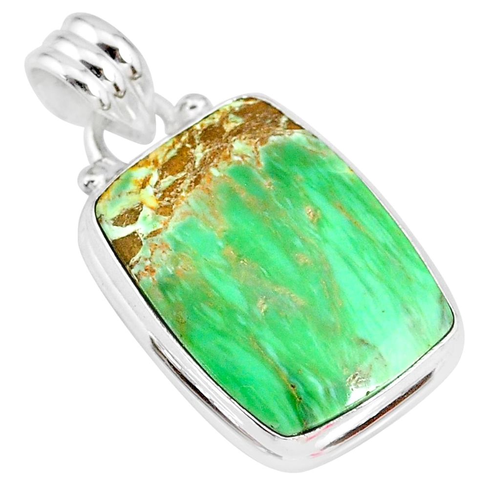 14.72cts natural green variscite 925 sterling silver handmade pendant r83587