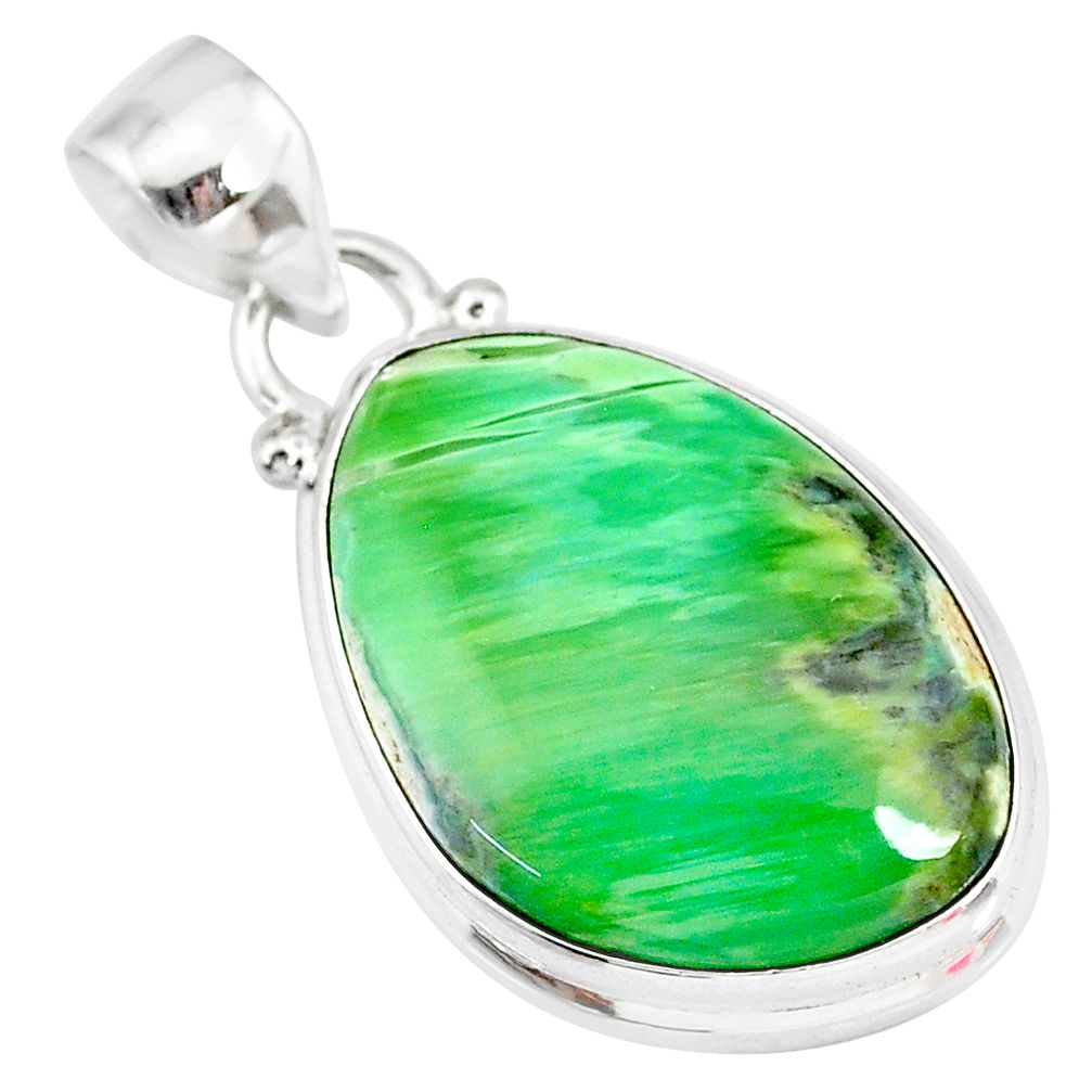 14.72cts natural green variscite 925 sterling silver handmade pendant r83588