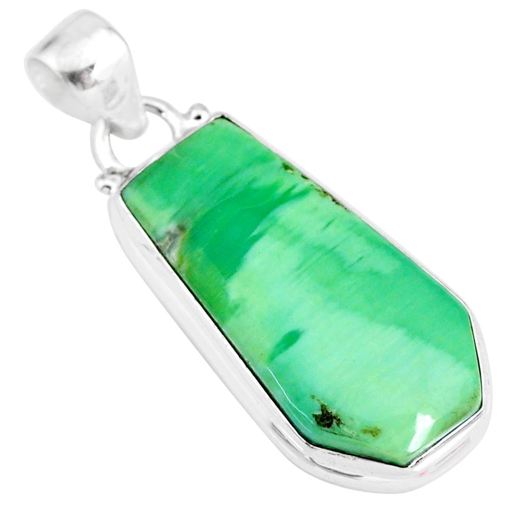 14.23cts natural green variscite 925 sterling silver handmade pendant r83589