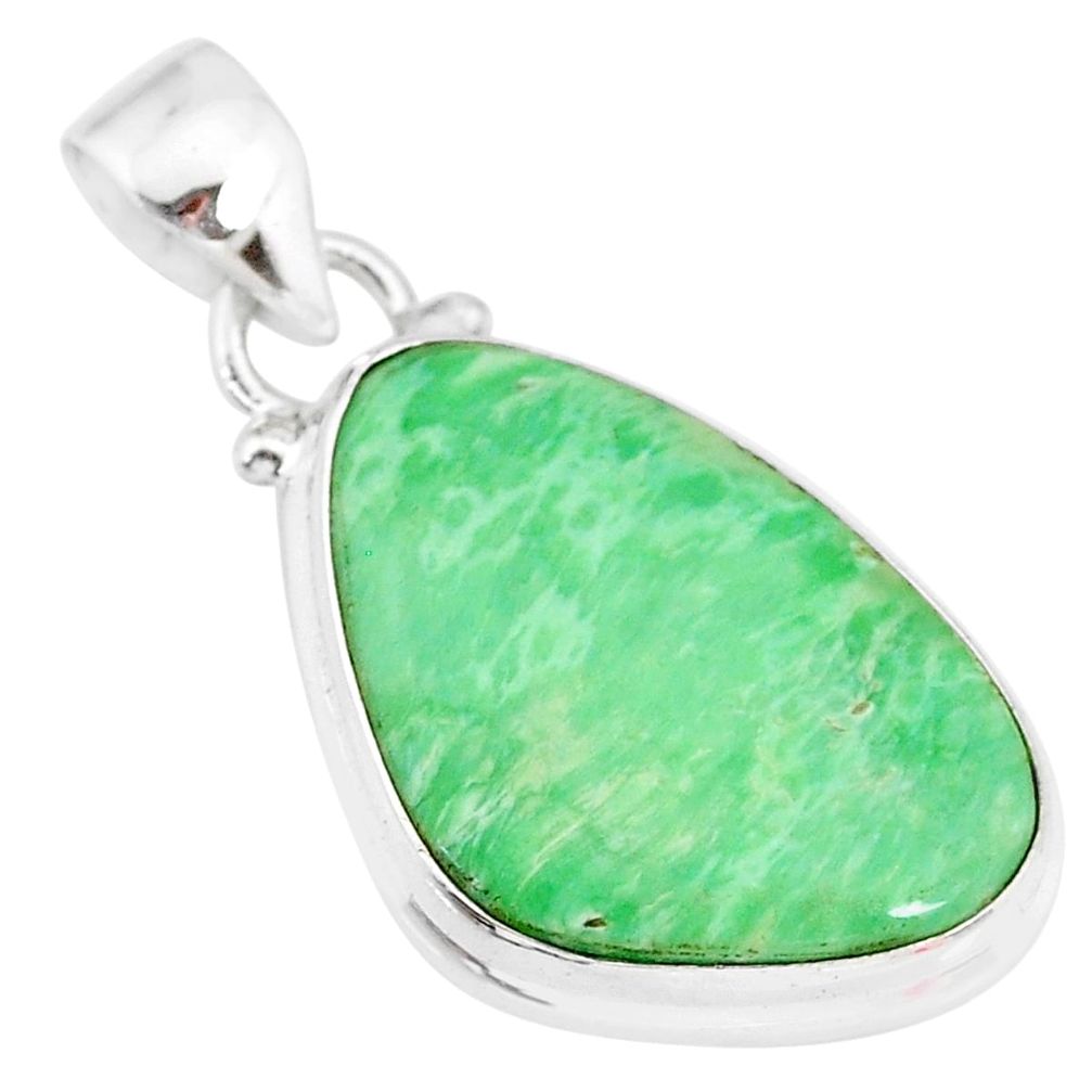 12.22cts natural green variscite 925 sterling silver handmade pendant r83590