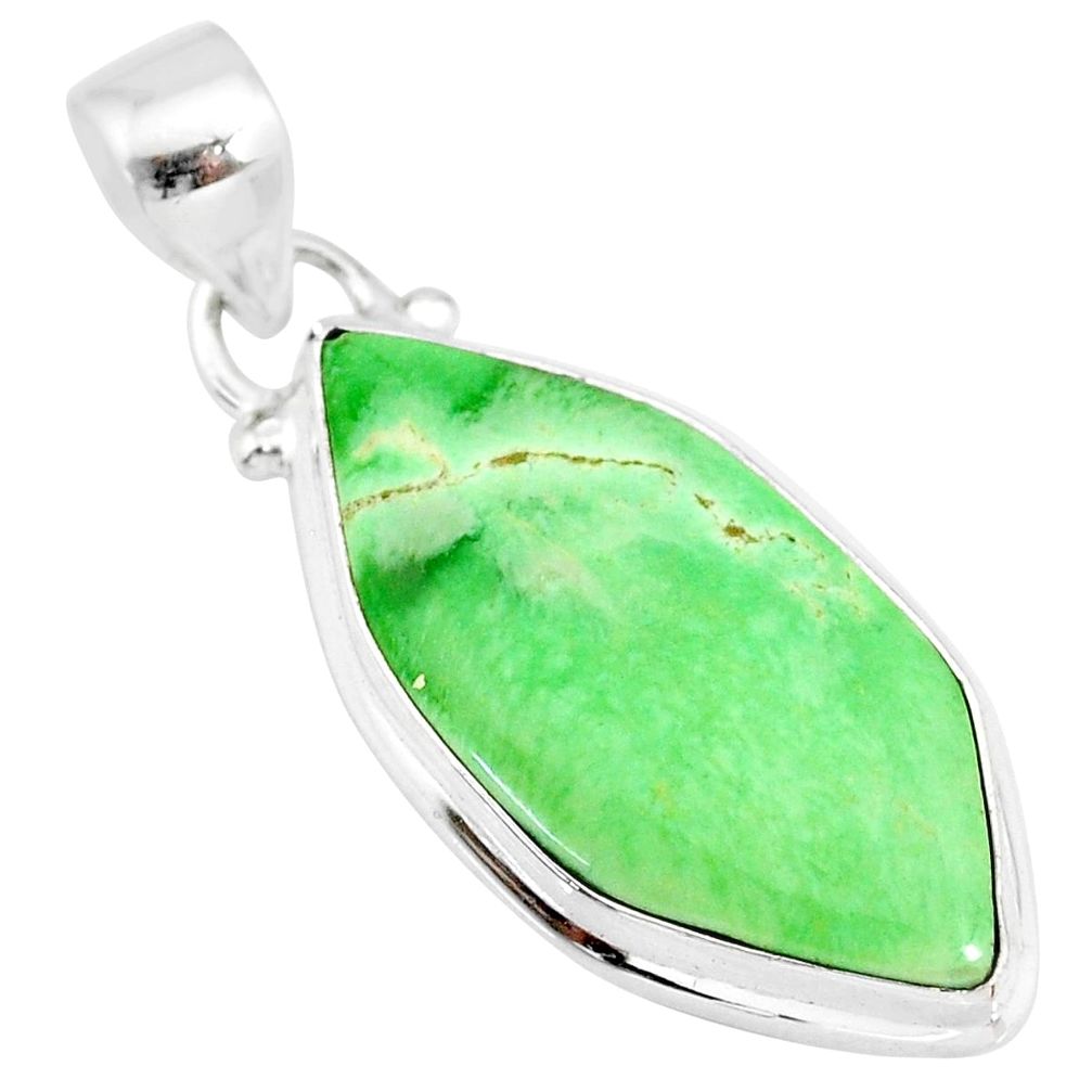 12.58cts natural green variscite 925 sterling silver handmade pendant r83598