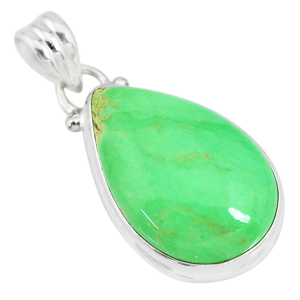 14.72cts natural green variscite 925 sterling silver handmade pendant r83601