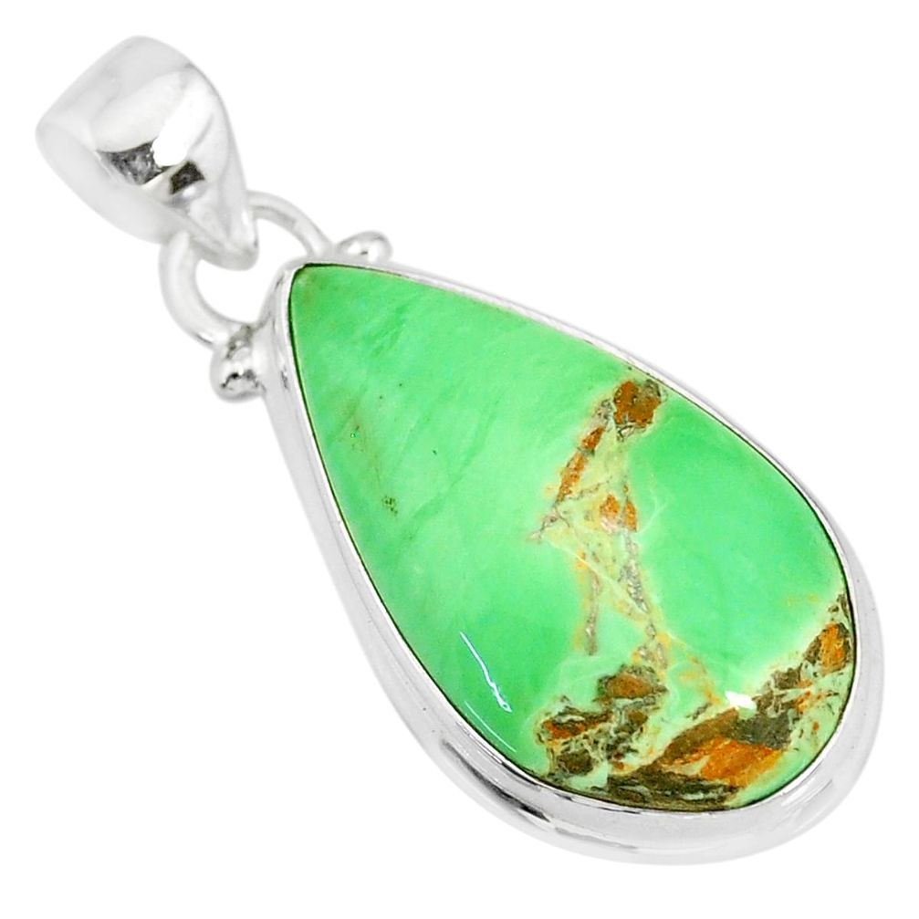 13.15cts natural green variscite 925 sterling silver handmade pendant r83602