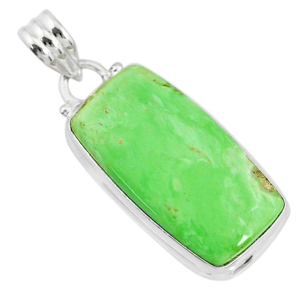14.23cts natural green variscite 925 sterling silver handmade pendant r83603