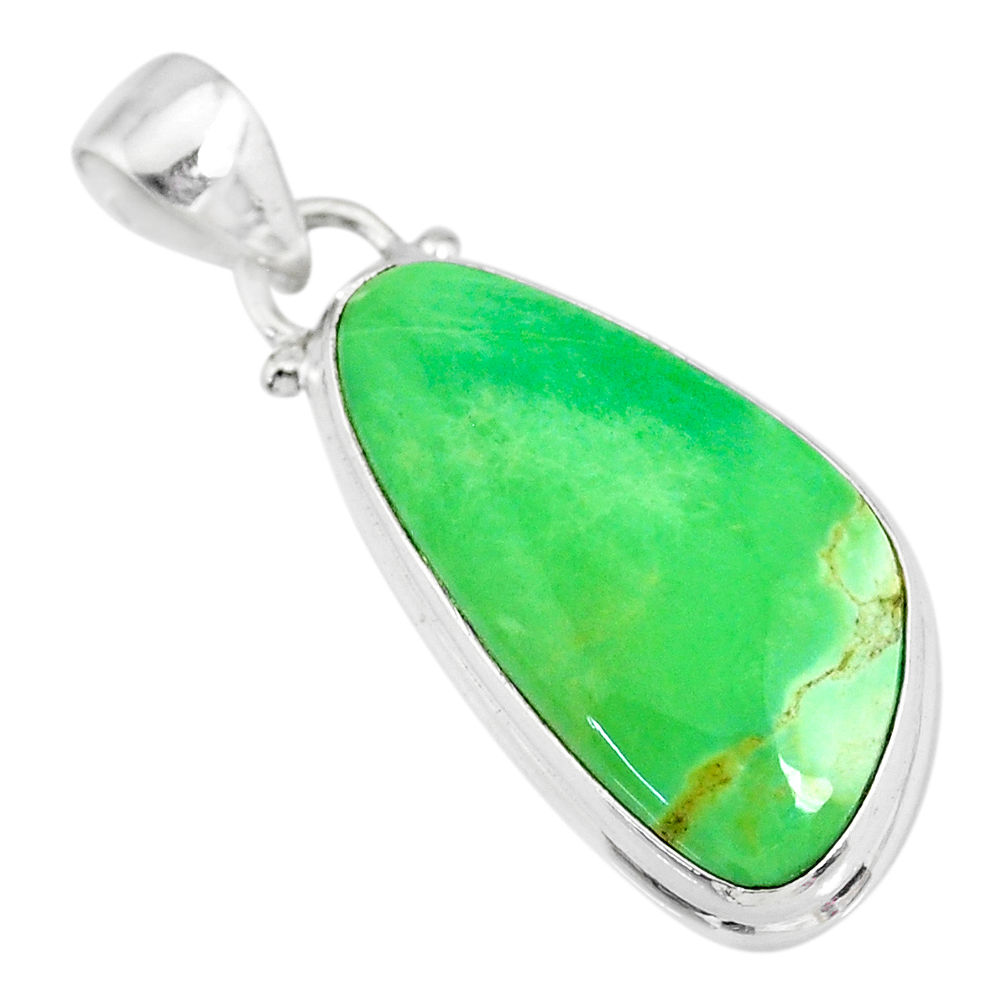 14.23cts natural green variscite 925 sterling silver handmade pendant r83605