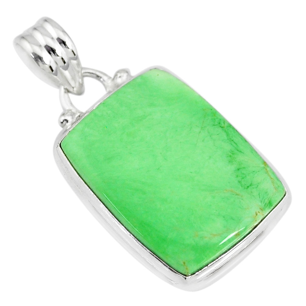 13.70cts natural green variscite 925 sterling silver handmade pendant r83608