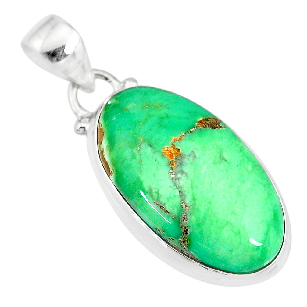 13.22cts natural green variscite 925 sterling silver handmade pendant r83615