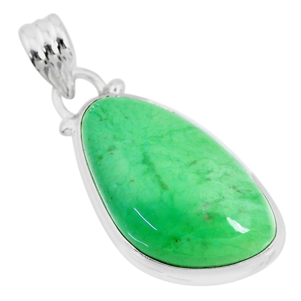 14.23cts natural green variscite 925 sterling silver handmade pendant r83617