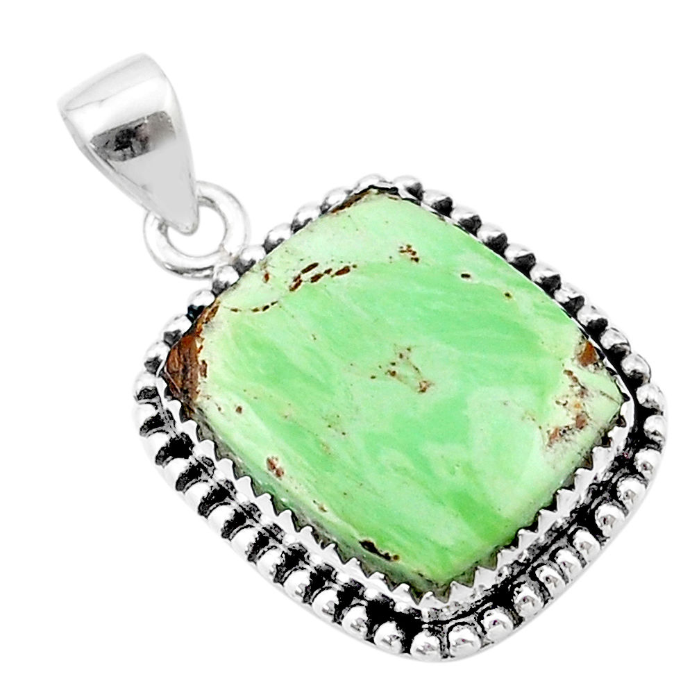 14.50cts natural green variscite 925 sterling silver pendant jewelry u39006