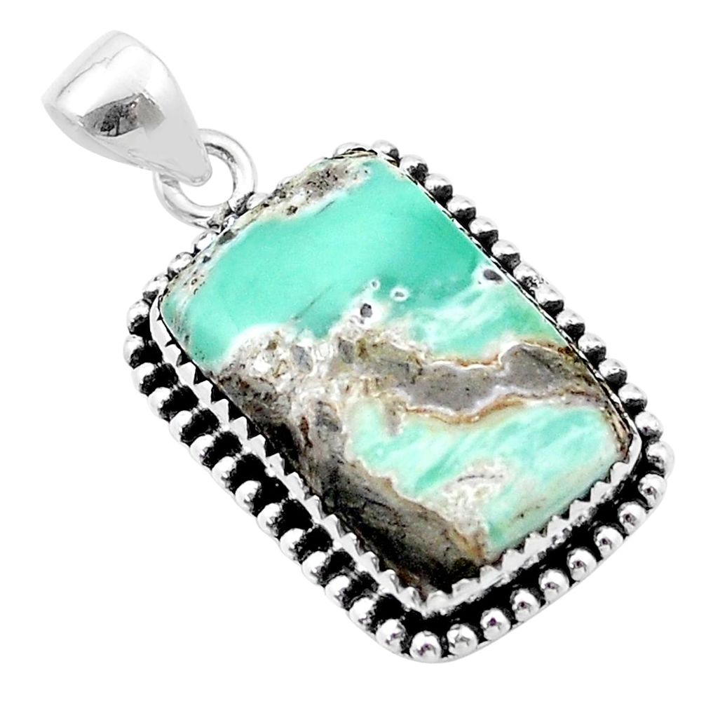 14.45cts natural green variscite 925 sterling silver pendant jewelry u39007