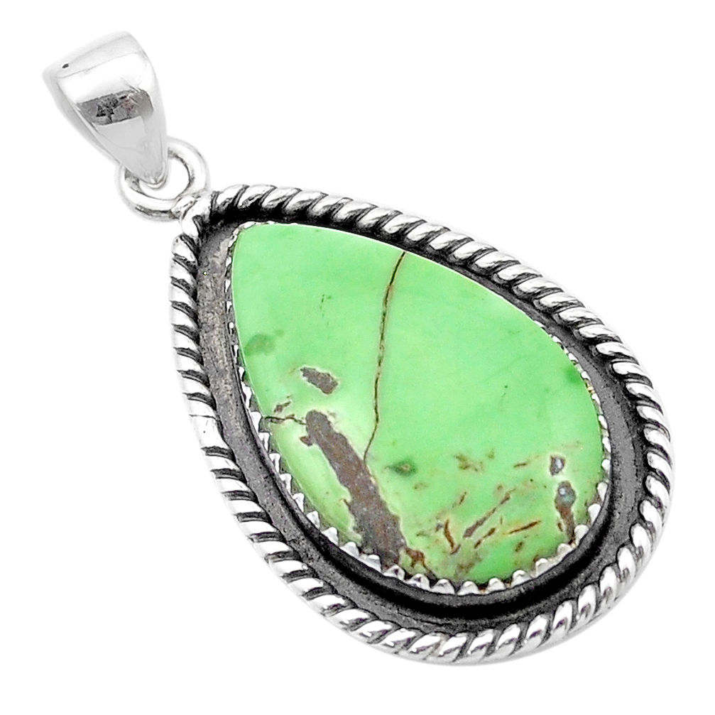 17.46cts natural green variscite 925 sterling silver pendant jewelry u39009