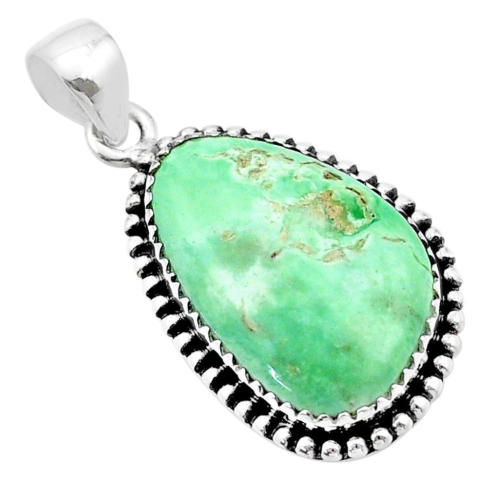 15.11cts natural green variscite 925 sterling silver pendant jewelry u39013
