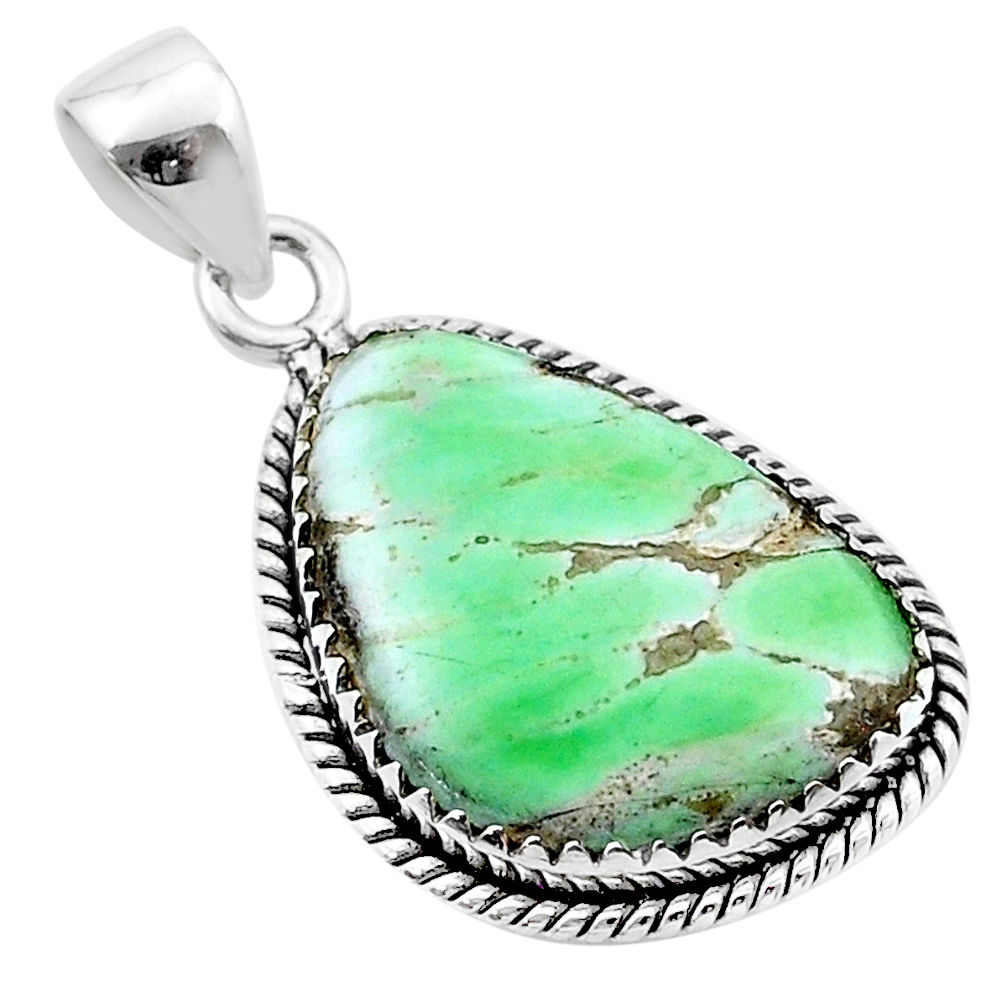 11.64cts natural green variscite 925 sterling silver pendant jewelry u39016