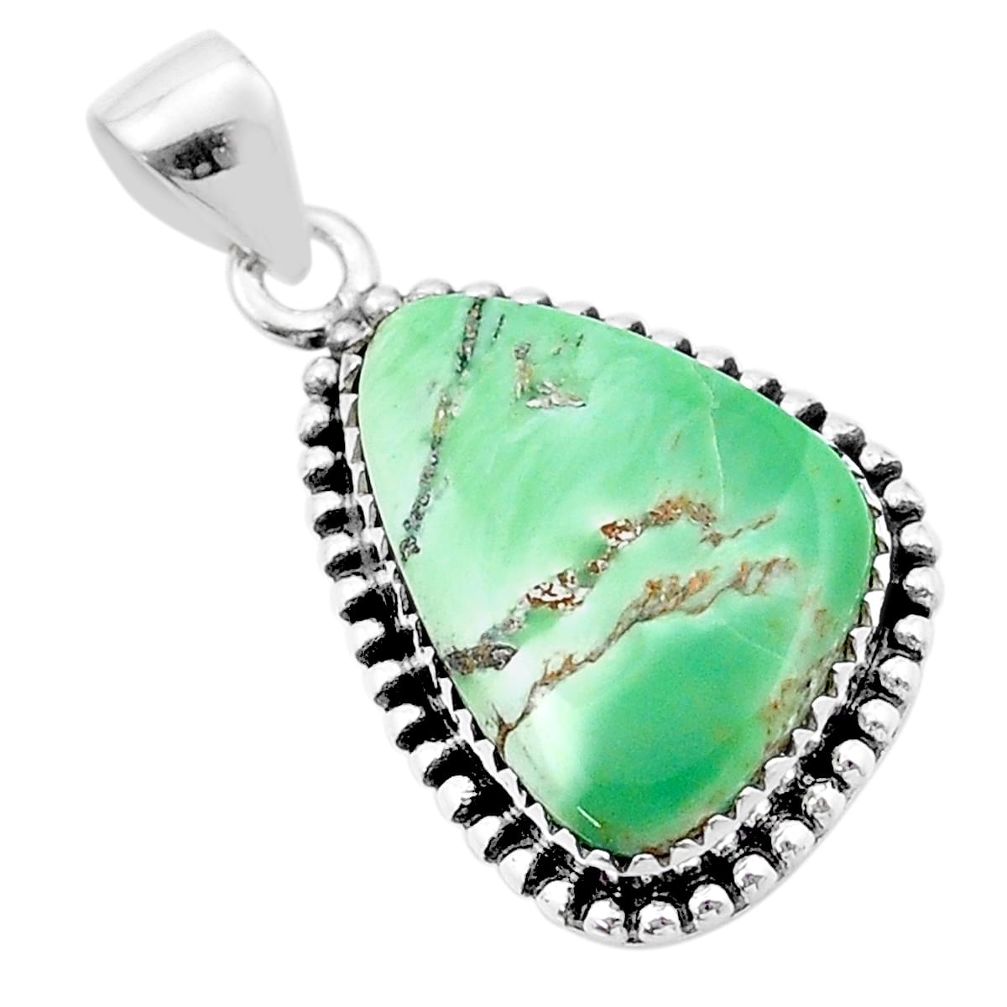 12.79cts natural green variscite 925 sterling silver pendant jewelry u39020