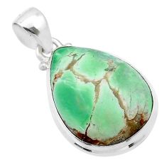 13.85cts natural green variscite 925 sterling silver pendant jewelry u39094