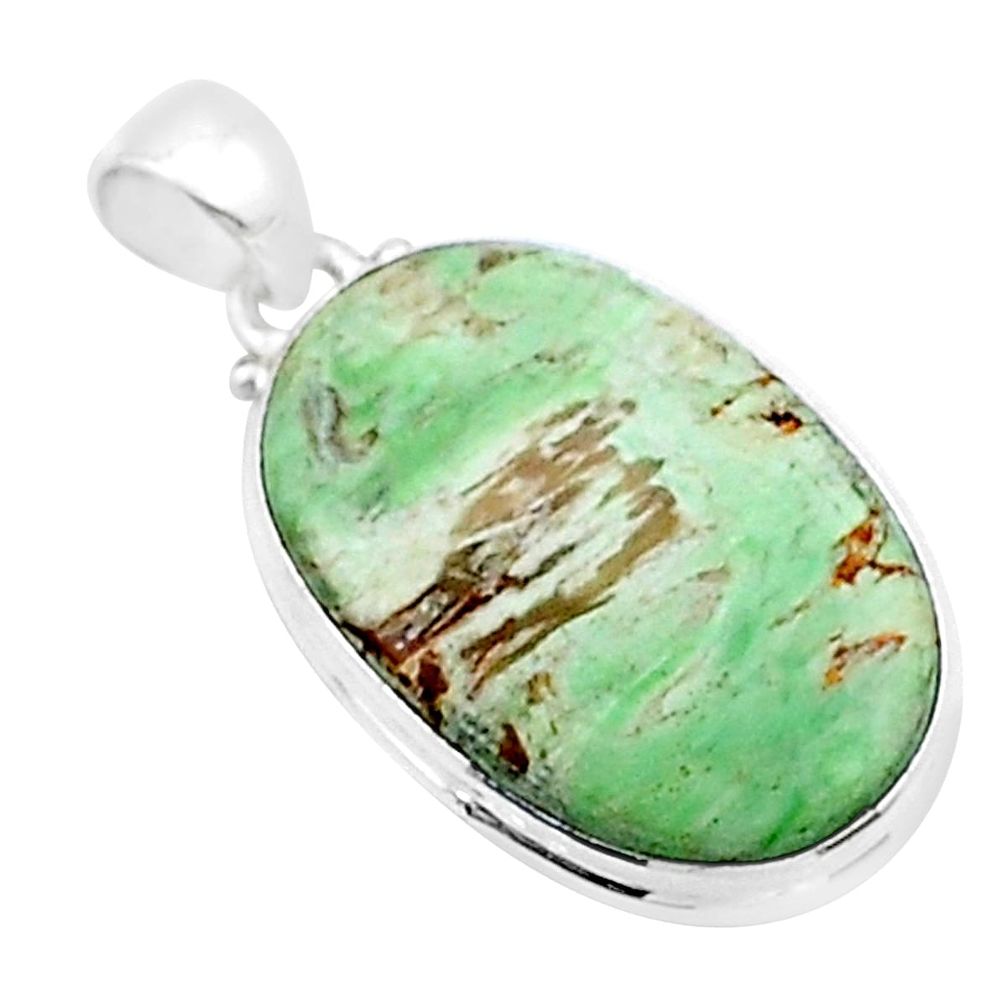 13.42cts natural green variscite 925 sterling silver pendant jewelry u39121