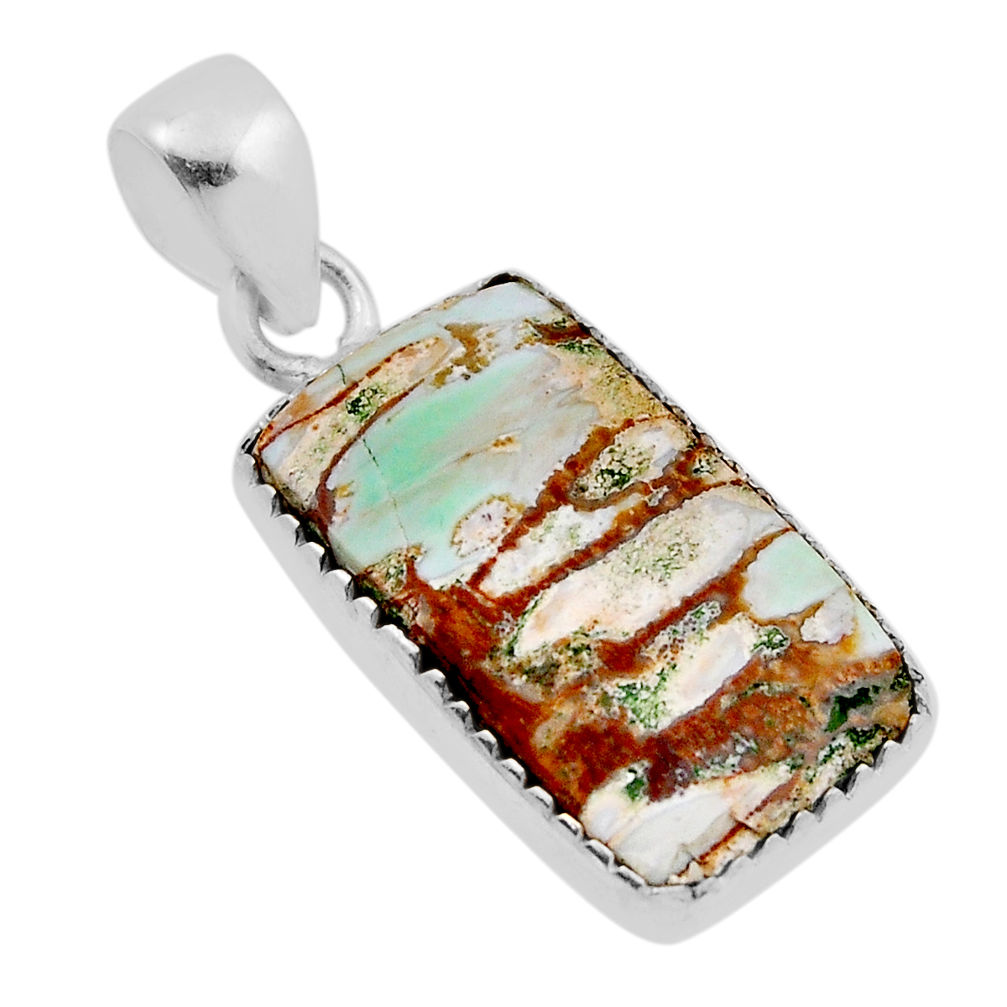 9.67cts natural green variscite baguette sterling silver pendant jewelry n27678
