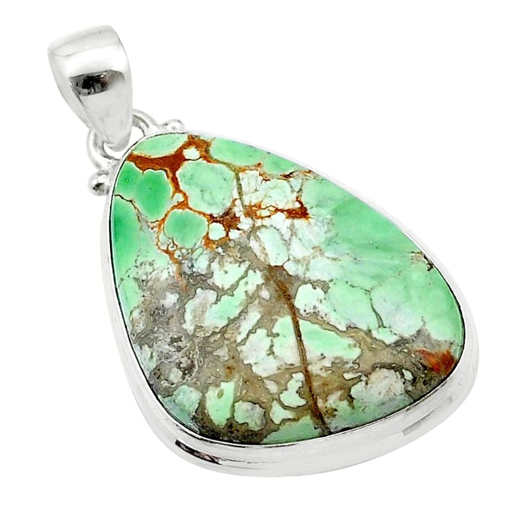 15.77cts natural green variscite fancy sterling silver pendant jewelry u39098