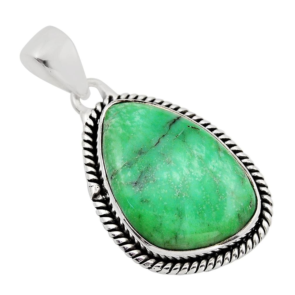 14.47cts natural green variscite fancy sterling silver pendant jewelry y94964