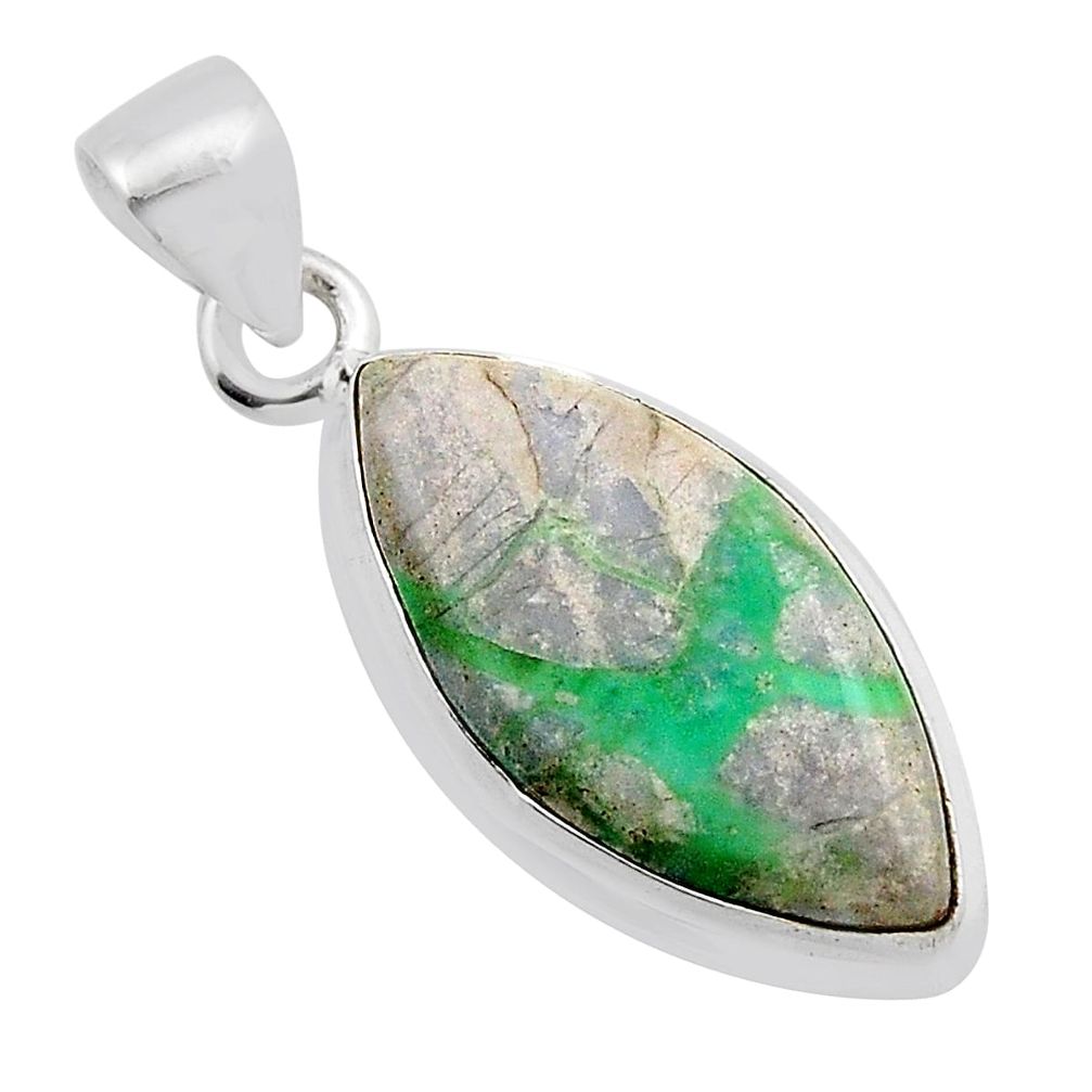 8.69cts natural green variscite marquise sterling silver pendant jewelry y84537