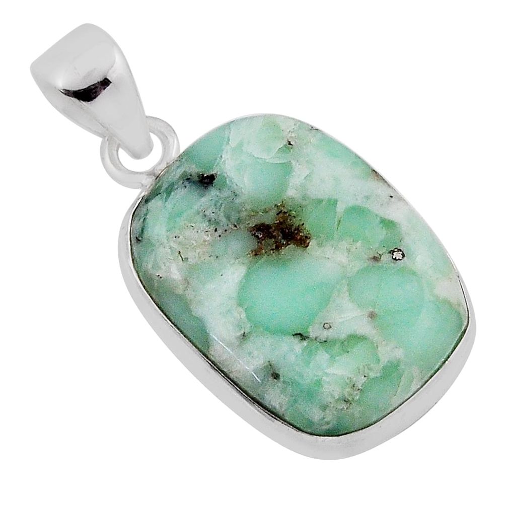 12.10cts natural green variscite octagan sterling silver pendant jewelry n19965
