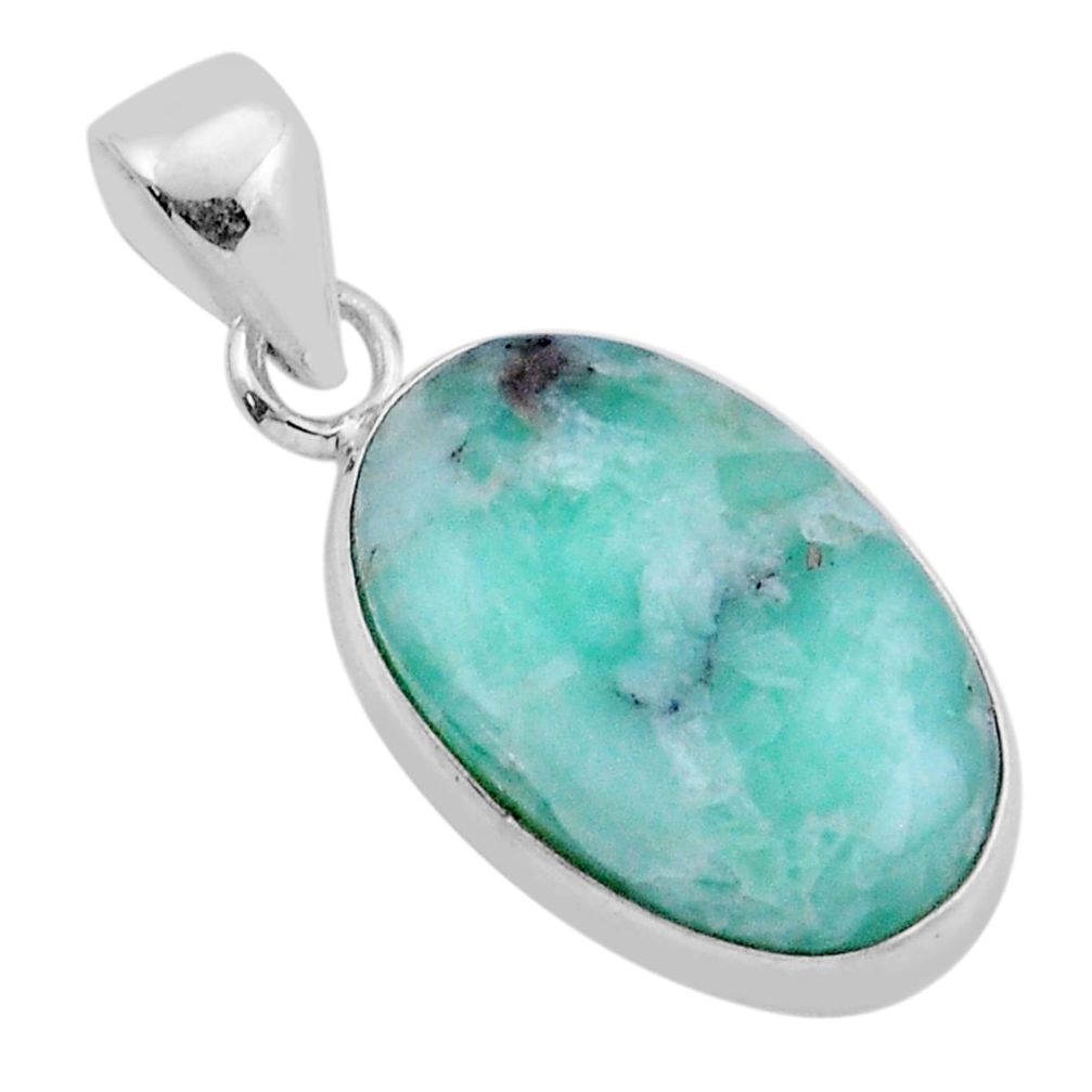 8.71cts natural green variscite oval 925 sterling silver pendant jewelry n44330