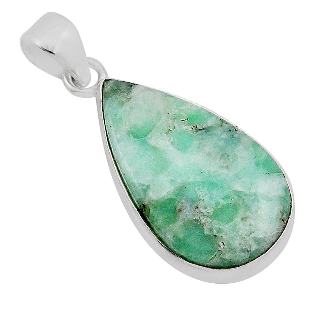 11.53cts natural green variscite pear 925 sterling silver pendant jewelry n19962
