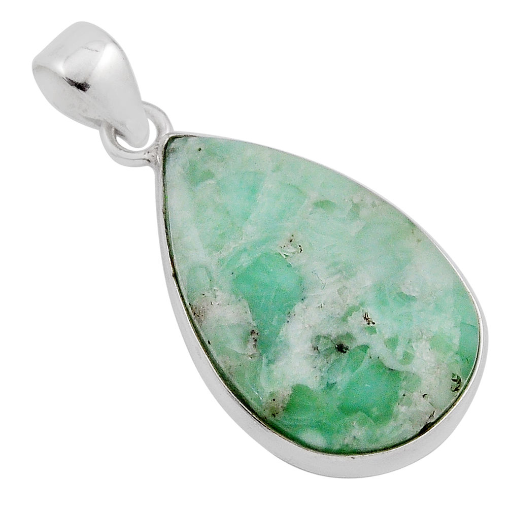 14.12cts natural green variscite pear 925 sterling silver pendant jewelry n19964