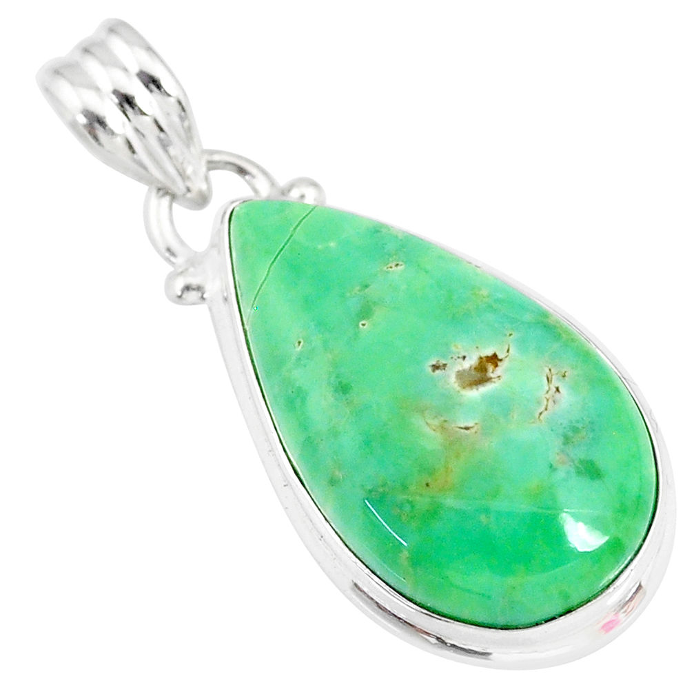 13.67cts natural green variscite pear 925 sterling silver pendant r83597