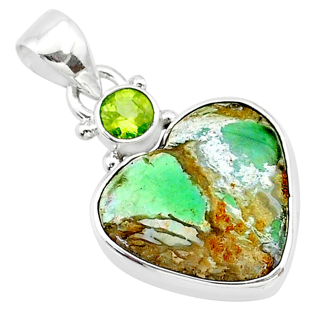 11.20cts natural green variscite peridot 925 sterling silver pendant t13162