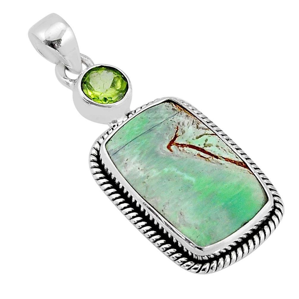 12.93cts natural green variscite peridot 925 sterling silver pendant y65341