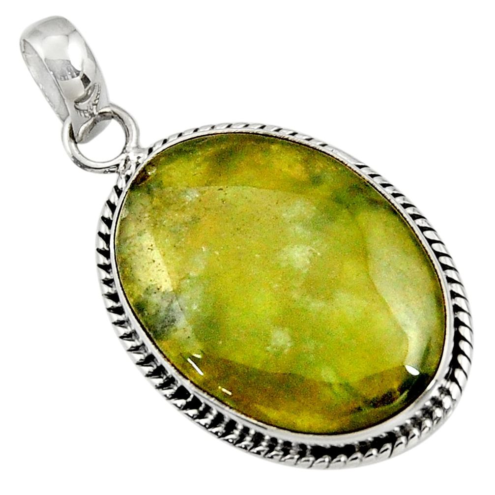 17.18cts natural green vasonite 925 sterling silver pendant jewelry d41223