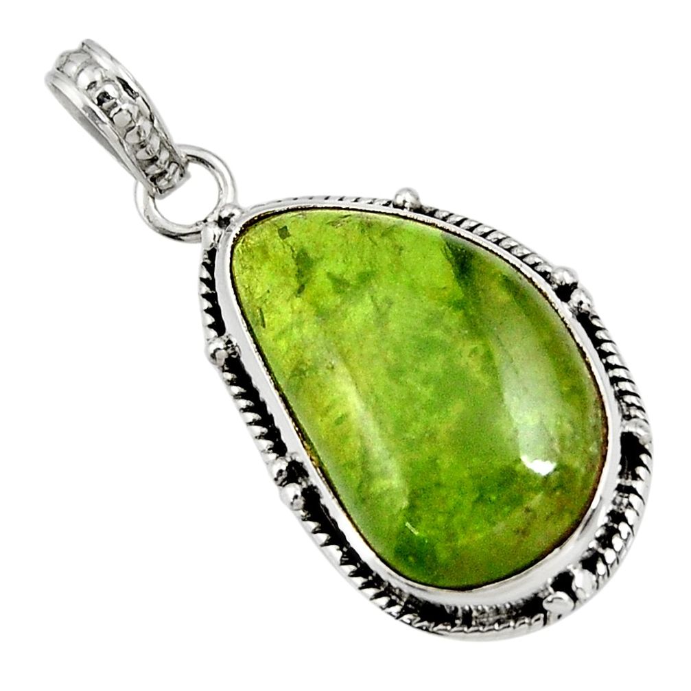 19.20cts natural green vasonite 925 sterling silver pendant jewelry d41229