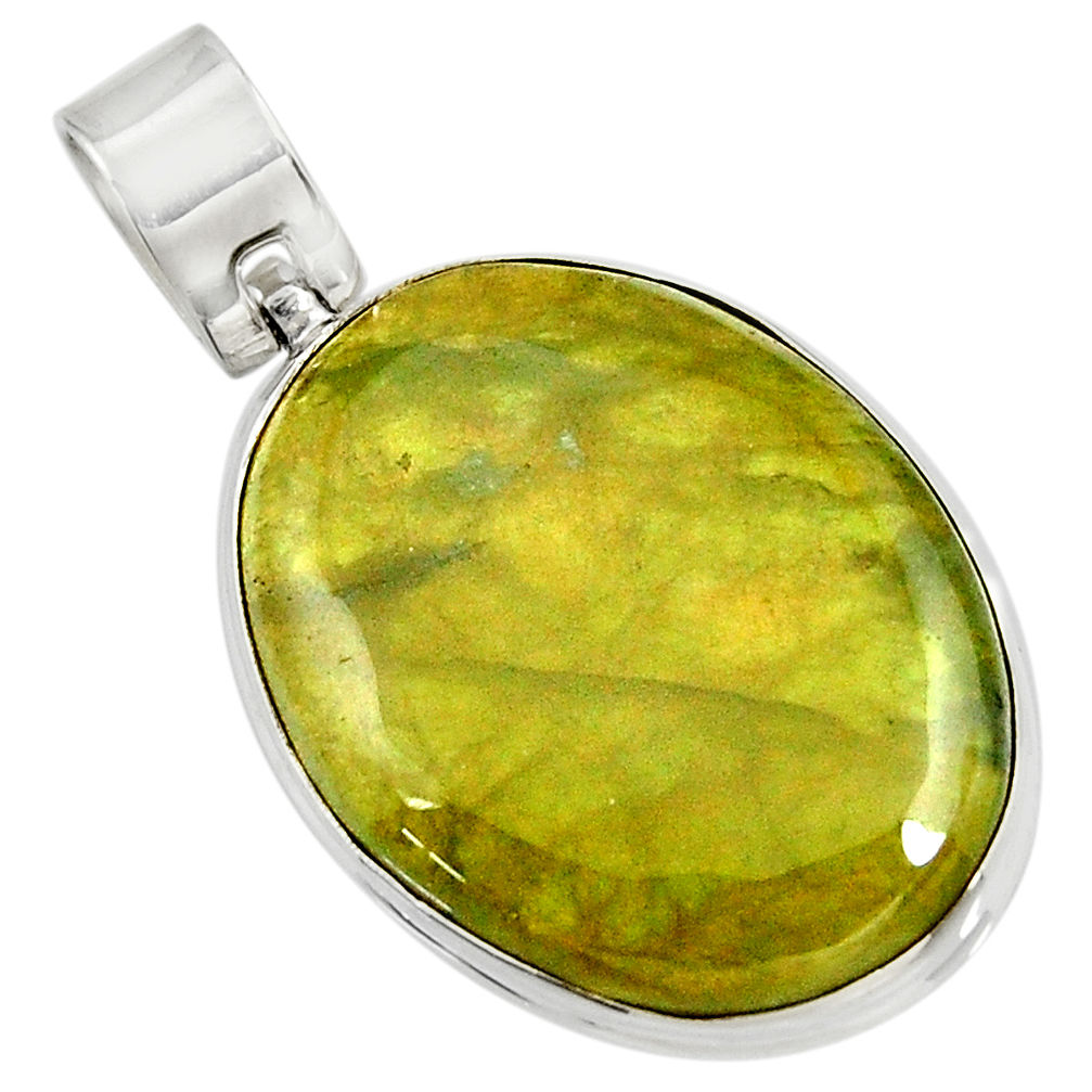 23.95cts natural green vasonite 925 sterling silver pendant jewelry d41234