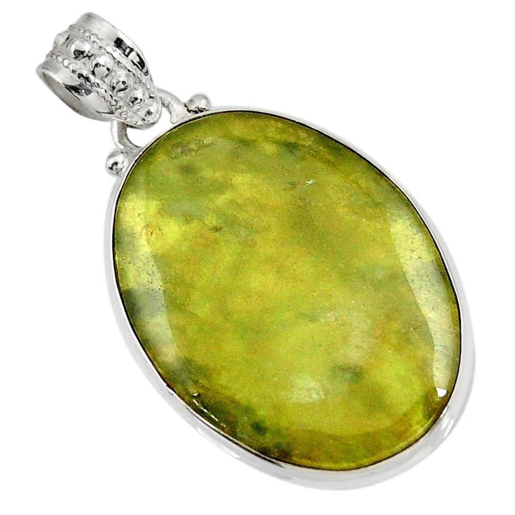 22.02cts natural green vasonite 925 sterling silver pendant jewelry d41235