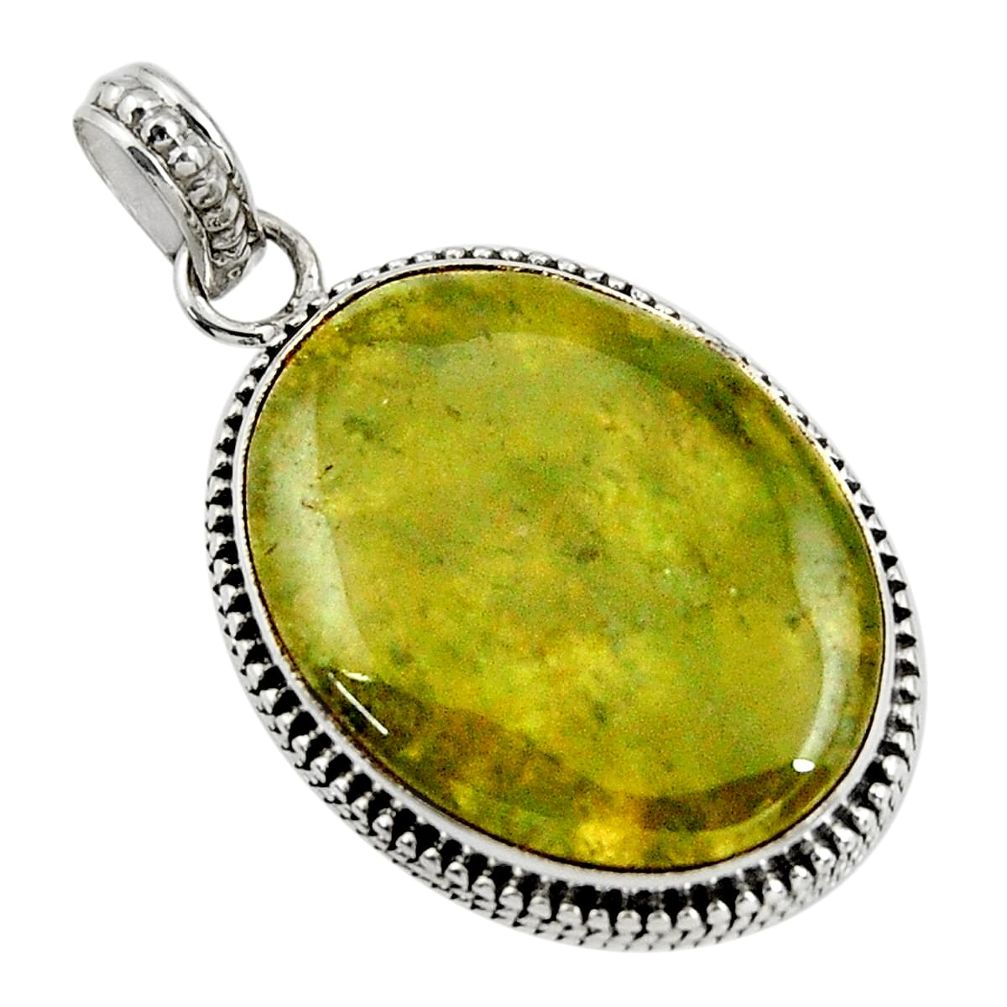 22.59cts natural green vasonite 925 sterling silver pendant jewelry d41238