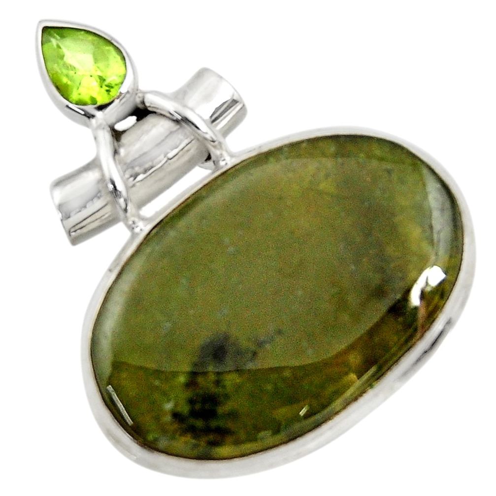  green vasonite oval peridot 925 sterling silver pendant d41806