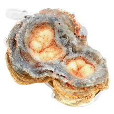 Clearance Sale- 60.41cts natural grey desert druzy (chalcedony rose) 925 silver pendant p74140
