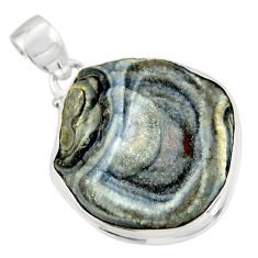 Clearance Sale- 21.48cts natural grey desert druzy (chalcedony rose) 925 silver pendant r20741