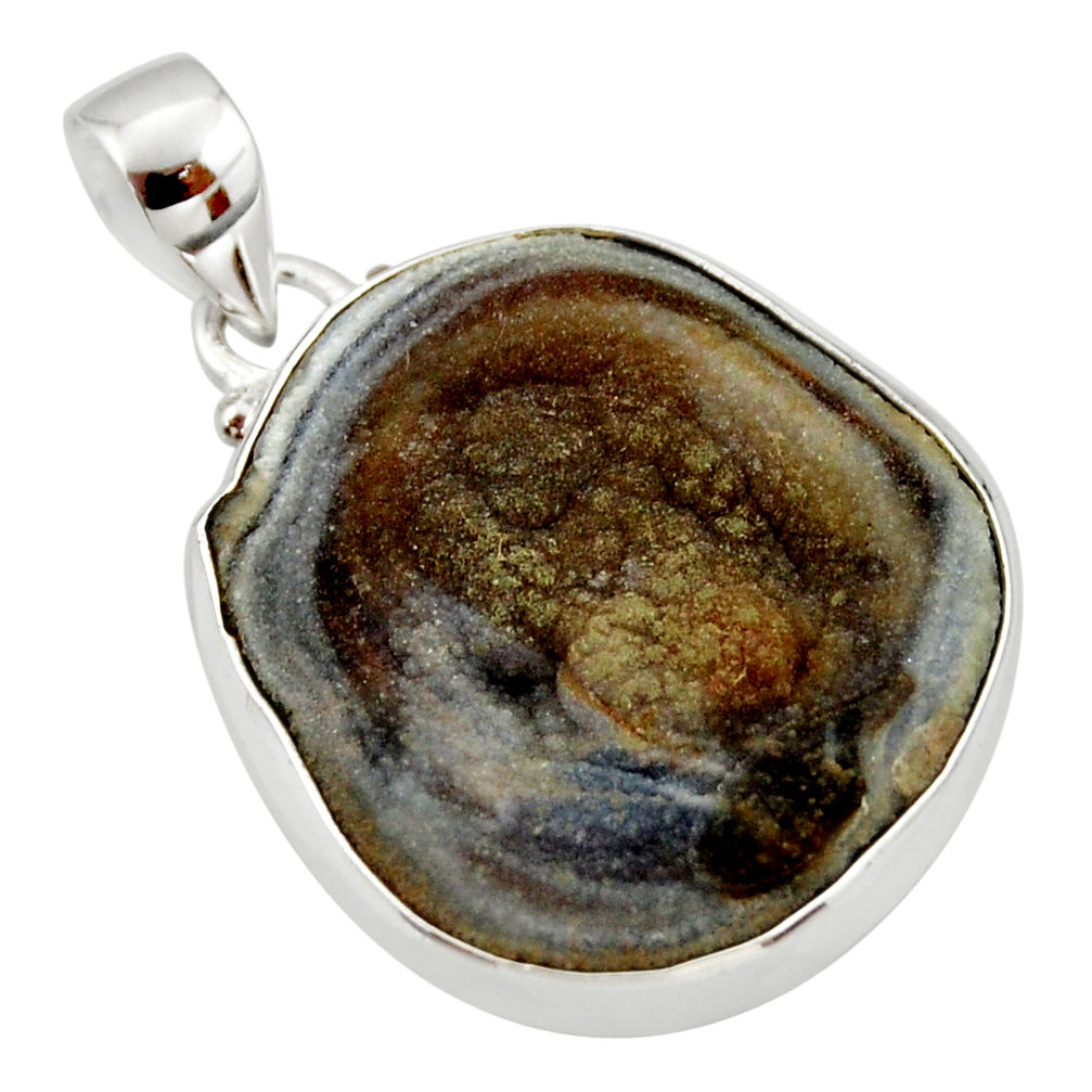 25.60cts natural grey desert druzy (chalcedony rose) 925 silver pendant r33646