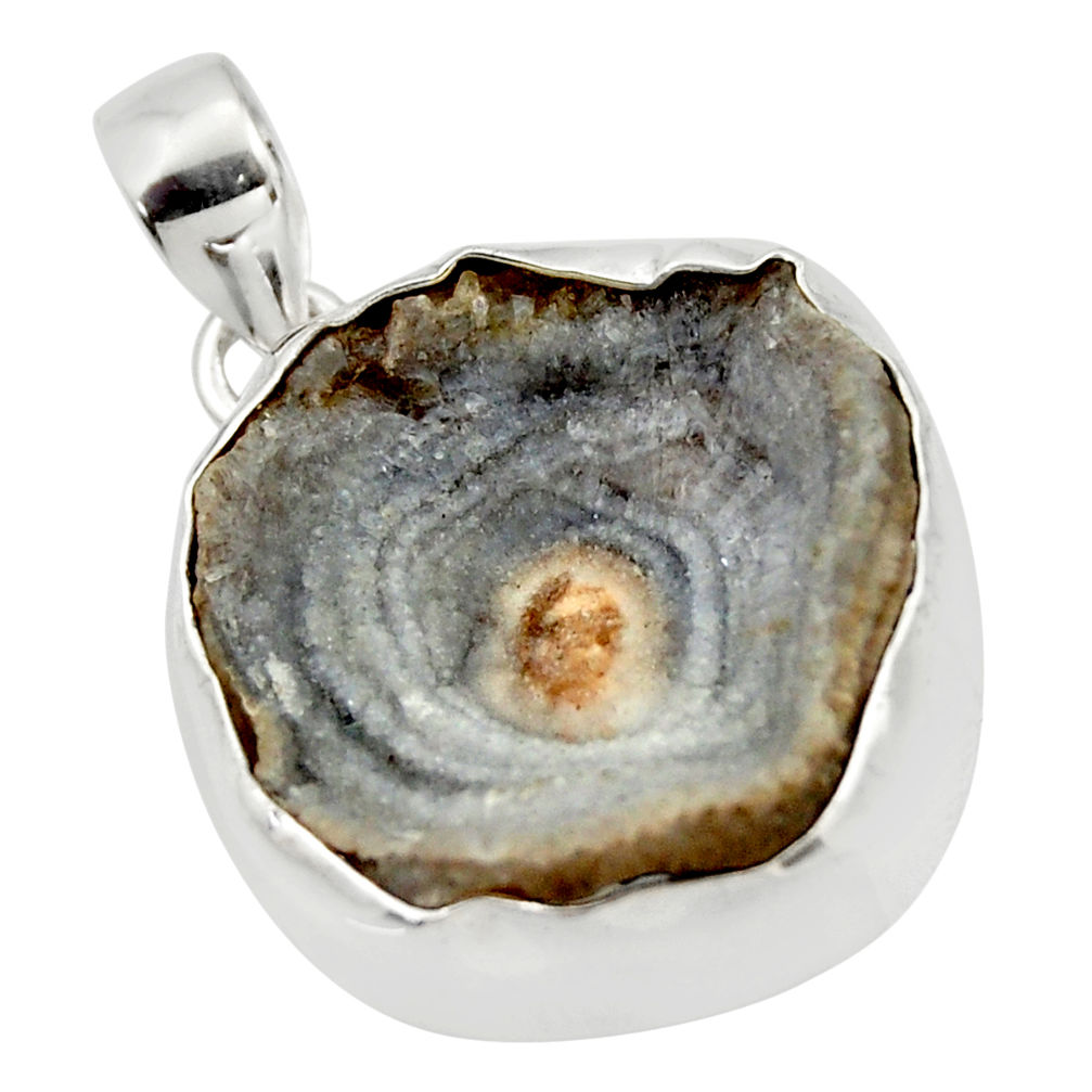 24.00cts natural grey desert druzy (chalcedony rose) 925 silver pendant r33856